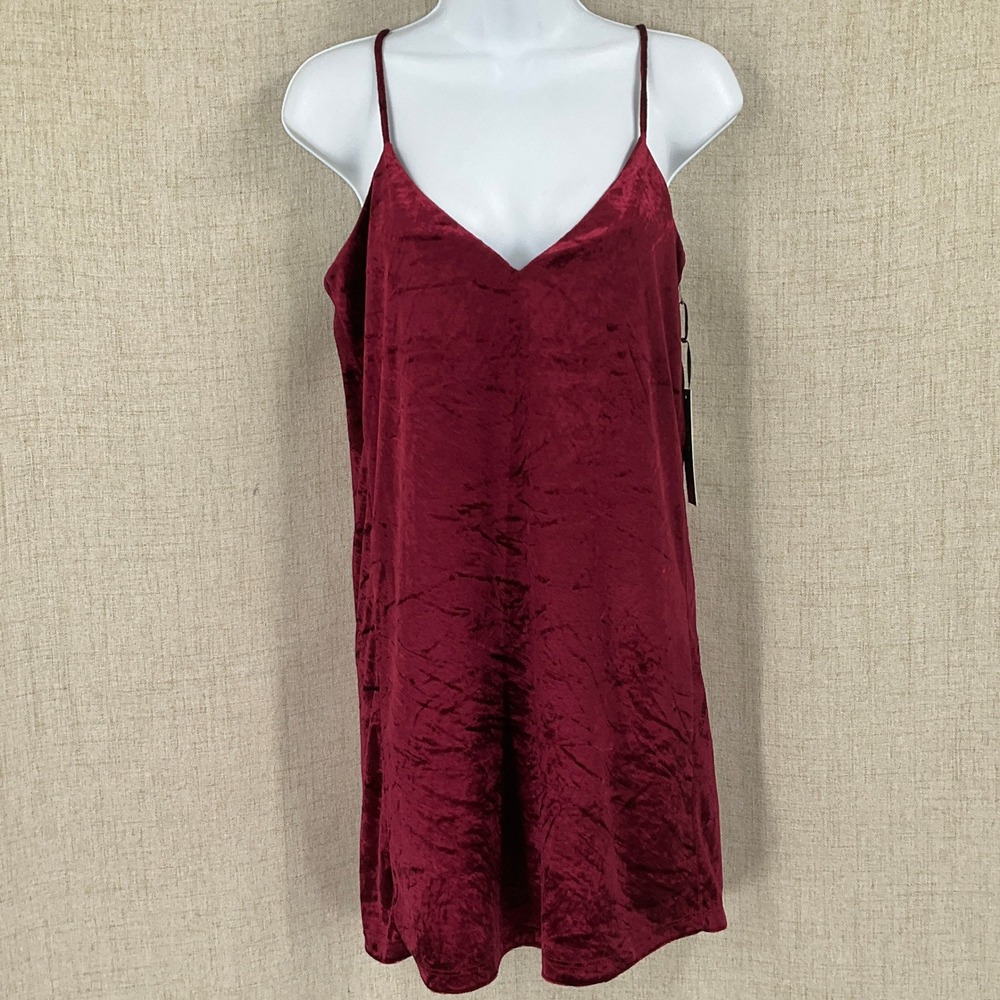 Lulus Dress Women M Burgundy Velvet Mini Slip Cocktail Party Whimsigoth Vamp NEW